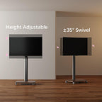 Black Rolling TV Stand for 32 to 55 65 75 85 Inch TVs, Corner TV Floor Stand with Mount, Universal Portable Mobile TV Cart on Wheels, Small TV Stand for Bedroom, Living Room