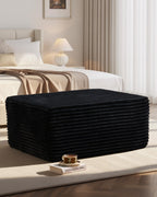 37" Plush Boneless Ottoman, Upholstered Cloud Footrest for Boneless Couch in a Box,Oversize Poufs for Living Room & Bedroom Sofa Ottoman,Comfy Seating with Dense Foam, Black (Plush Corduroy Fabric)