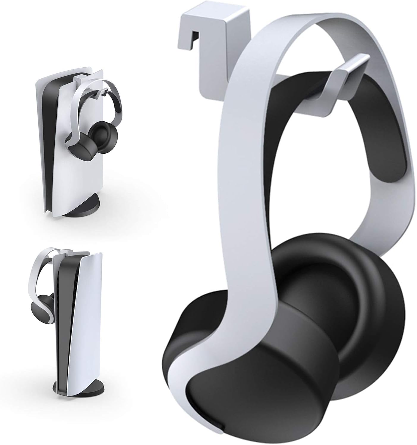 NexiGo PS5 Headphone Holder, [Minimalist Design] Mini Headphone Hanger with Supporting Bar, for Sony PlayStation 5 Gaming Headset, White