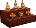 Solid Wood Wall Mounted Altar Table with Pull-Out Drawer for Incense & Meditation Personal Shrine Stand Prayer Altar Cabinet with Storage for Home(Teak color,50*40*30cm/19.7*15.7*11.8in)