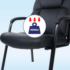 CLATINA Big Tall 500 LBS Wide Guest Chair Heavy Duty, Leather Side Reception Chairs with Padded Armrest No Wheels, Executive Office Desk Chair for Meeting Conference Waiting Room Home, Black 6 Pack