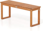 Tangkula Acacia Wood Outdoor Bench Backless, 2-Person Wood Patio Bench with Slatted Seat, Outdoor Backless Dining Bench for Backyard, Poolside, Porch (43.5")
