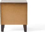 roomfitters Industrial Brown Acacia Wood End Table, Luxury 1-Drawer Storage Nightstand with Metal Frame, Contemporary Bedroom Bedside Unit