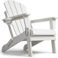 HDPE Adirondack Chair, Folding Outdoor Patio Chair with Cup Holder, Weather Resistant Wood Grain Lawn Chair for Backyard, Garden, Fire Pit, Deck, White