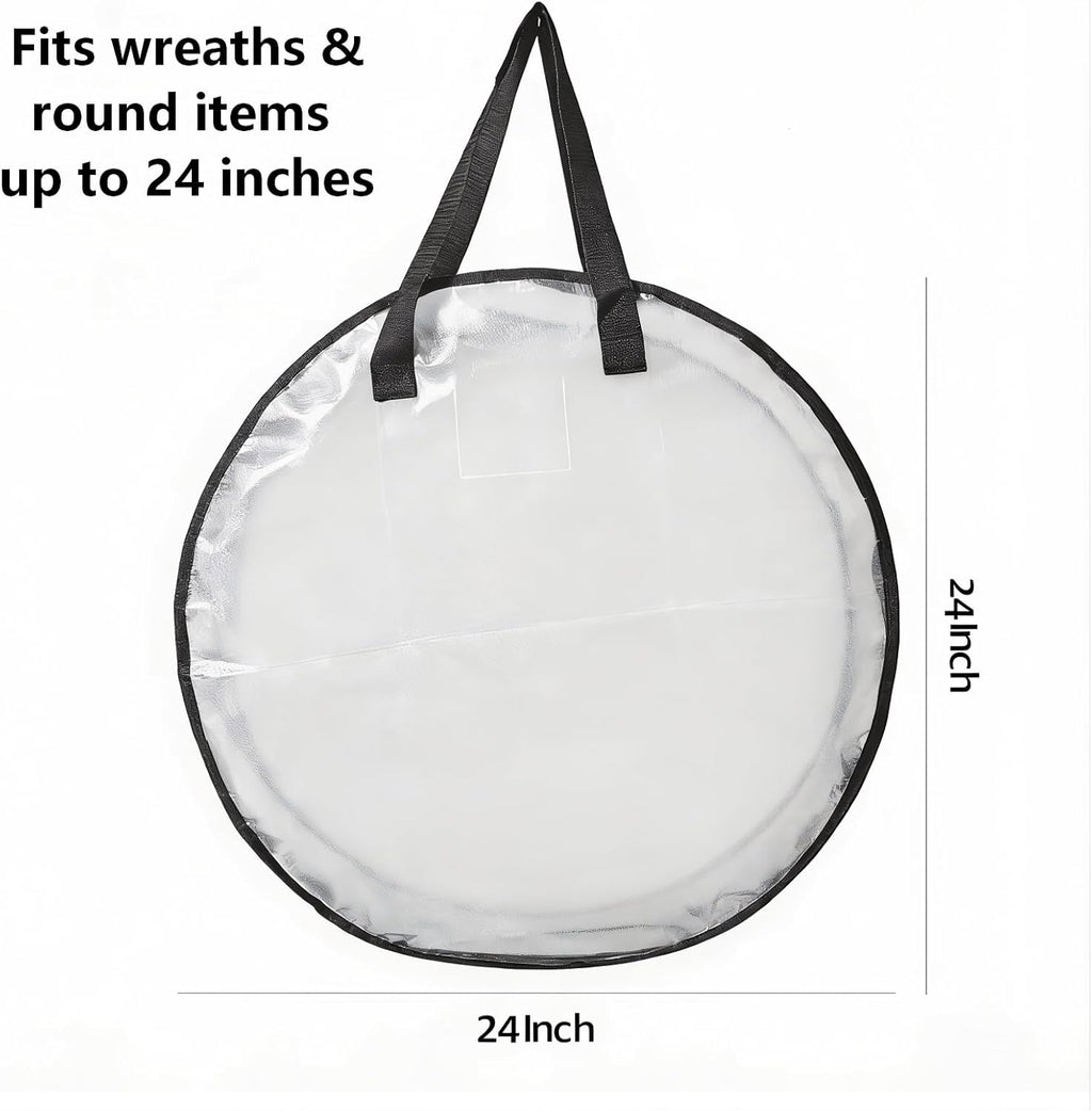 Hayoulabo 2 Pack Clear Christmas Wreath Storage Bags 24 Inch - Waterproof Wreath Container with Dual Zipper and Reinforced Handles for Artificial Wreath, Garland and Holiday Decor Organization