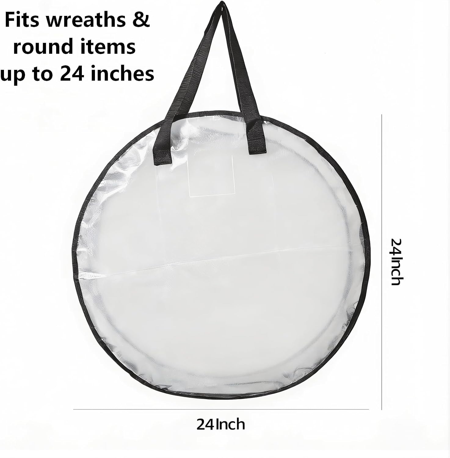 Hayoulabo 2 Pack Clear Christmas Wreath Storage Bags 24 Inch - Waterproof Wreath Container with Dual Zipper and Reinforced Handles for Artificial Wreath, Garland and Holiday Decor Organization