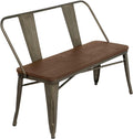 YOLENY Dining Bench, Farmhouse Metal Entryway Chair with Back, Industrial Mid-Century 3 Person Rustic Spindle Bench, with Wood Seat, Removable Backrest, 42in, Bronze