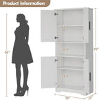 70" Tall Bathroom Storage Cabinet with Doors, Adjustable Shelves and Open Center Storage, Freestanding Bathroom Organizer,White