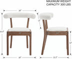 chairus Barrel Back Dining Chairs Set of 4, Farmhouse Upholstered Dining Chairs with Natural Walnut Finished Frame Comfy Unique Curved Open Back for Kitchen/Restaurant/Dining Room, Linen White