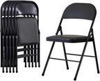 Folding Chairs 6 Pack Black with Padded Seats, 350-LBS Heavy Duty Metal Frame, Portable Design for Home Use, Party Events Outside, No Assembly Required