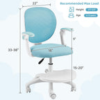 Kids Desk Chair,Ergonomic Study Chairs with Adjustable Height,Breathable Mesh Removable,Non-Slip Footrests,Suitable for Children Aged 5-12 Years Old,Blue