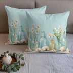 Nautical Conch Shell Bed Runners for Cal King Size Beds Sea Glass Bottles Coastal Floral Bed Scarf Matching Decorative Throw Pillow Covers Hotel Beds End Blanket Towel Bedspread Protection for Bedroom