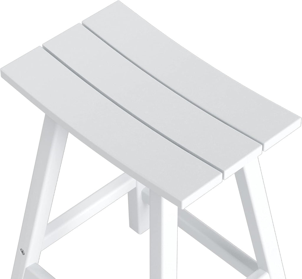 Westin Outdoors Laguna WO Home Furniture Patio Counter Stools Set of 2 PCS Outdoor Adirondack 24" in Saddle Bar Stools for Porch, Backyard, BarBQ, Party, Events (White), White