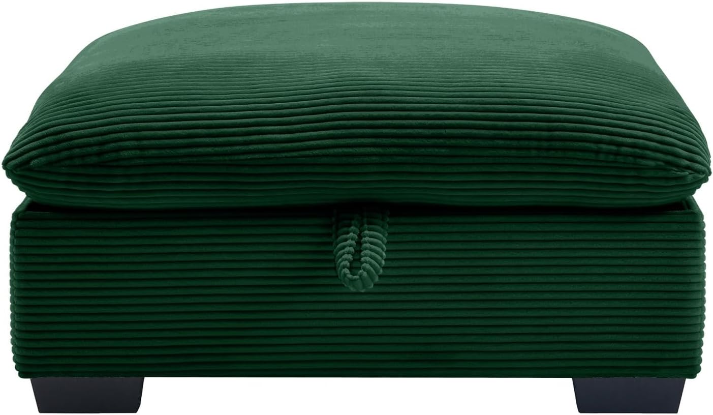 Corduroy Fabric Ottomans Footrest to Combine with 2 Seater Sofa, 3 Seater Sofa and 4 Seater Sofa, Green Corduroy