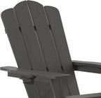 Flash Furniture Newport Adirondack Cup Holder and Pull Out Ottoman, All-Weather HDPE Indoor/Outdoor Lounge Chair, Set of 2, Gray