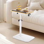 YAYODS Small TV Table Tray Adjustable Height C Table End Table, 360° Swivel Sofa Tray Side Table for Couch, Small Spaces, Living Room and Bedroom (White)