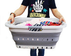 SAMMART 41L (10.8 gallon) Set of 2 Collapsible 3 Handled Plastic Laundry Basket-Foldable Pop Up Storage Container/Organizer-Space Saving Hamper/Basket (2, Grey/Dark Grey)