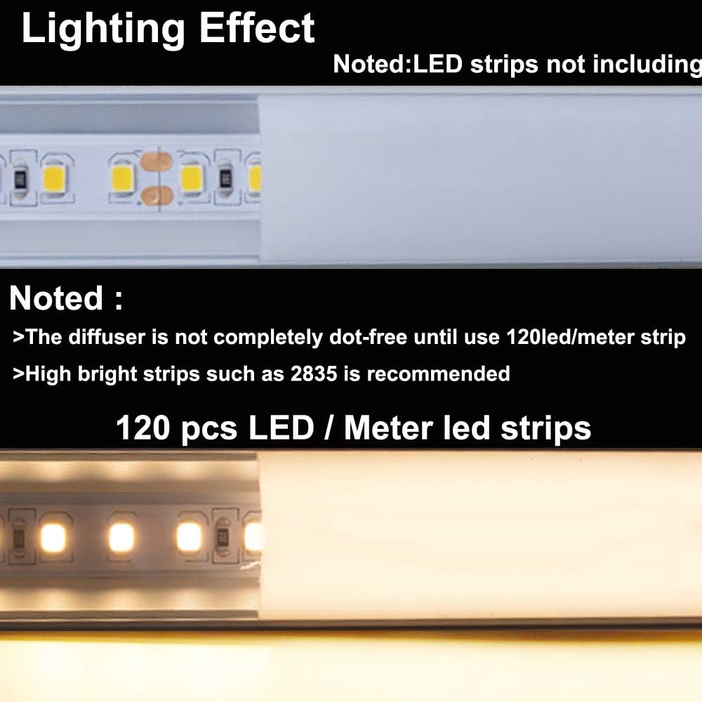 hunhun 10-Pack 6.6ft/ 2Meter V Shape LED Aluminum Channel System with Milky Cover, End Caps and Mounting Clips, Aluminum Profile for LED Strip Light Installations, Very Easy Installation