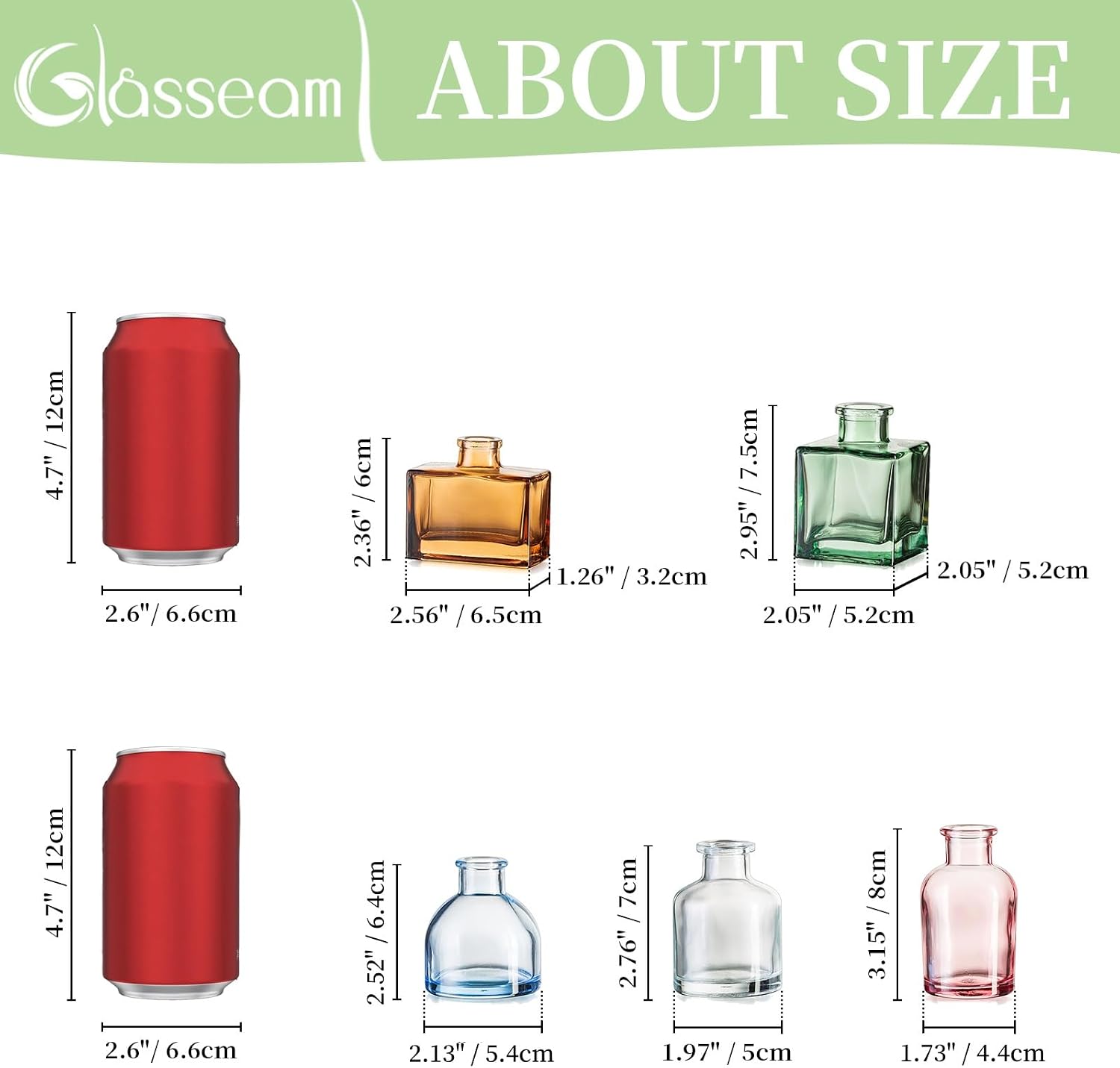 Glasseam Mini Bud Vases in Bulk 40: Colored Small Flower Vases for Centerpieces, Cute Tiny Glass Table Centerpiece for Flowers - Modern Wedding Decorations for Living Room Kitchen Baby Showers