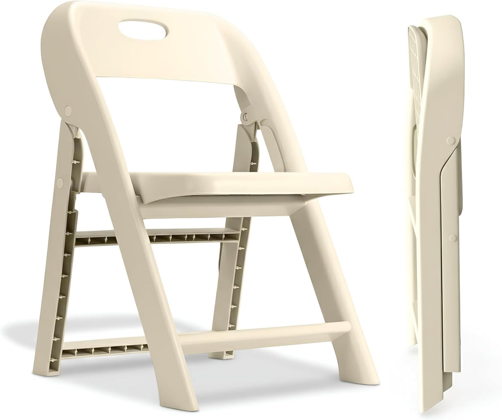 Giggle & Play 2 Pack of Kids Folding Chair with Backrest - Lightweight, Portable Toddler Chair for Indoor, Outdoor, Playroom & Classroom (Beige)