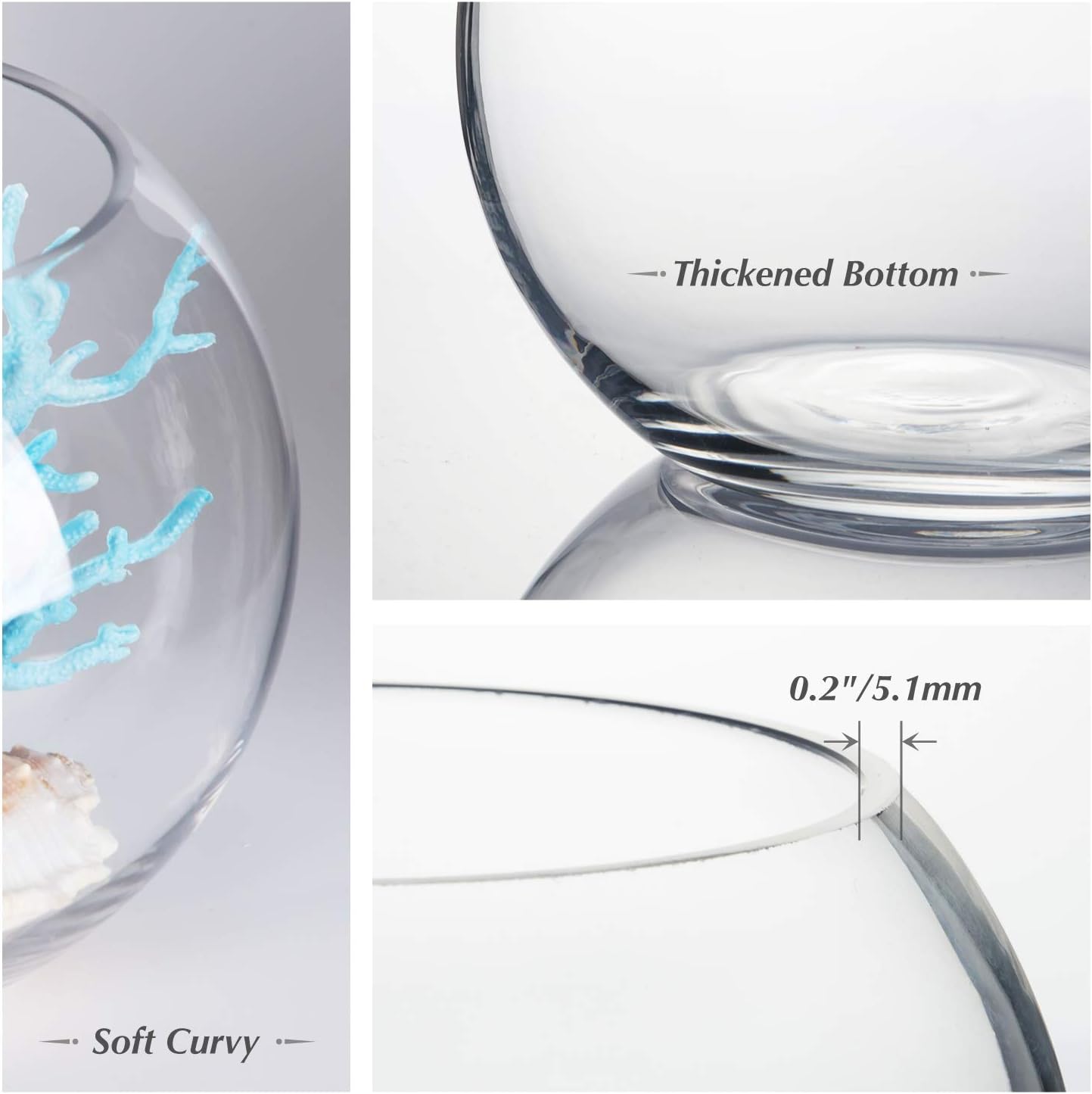 WGV Bowl Glass Vase, Diameter 6", Height 4.5", Open Width 4", (Multiple Sizes Choices) Clear Bubble Planter Terrarium Fish Bowl for Wedding Event Home Decor, 1 Piece (VBW0006A)