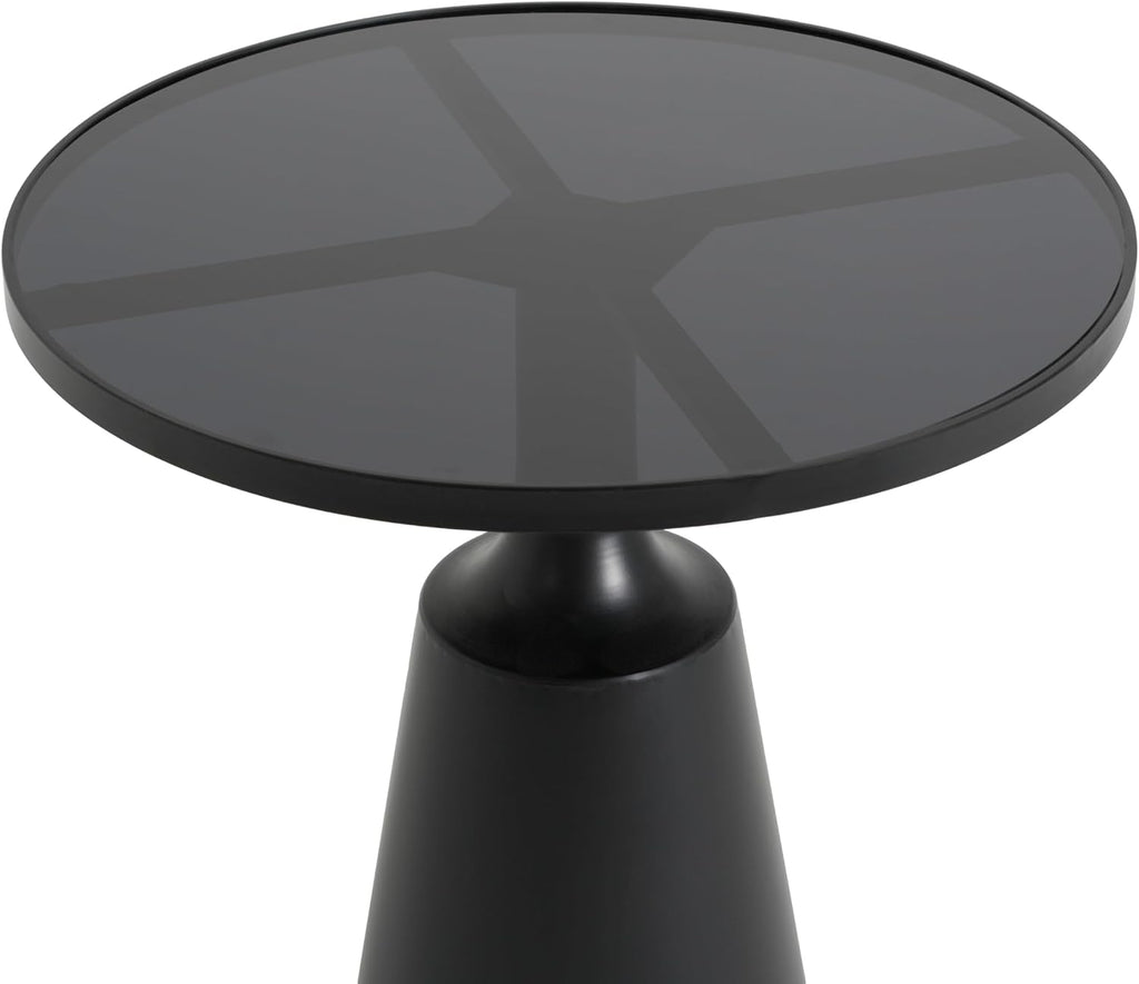Christopher Knight Home Geary 20" Modern Round Side Table, Living Room End Table with Iron Frame and Tempered Glass Top, Contemporary Indoor Accent Table for Bedroom Office, Metal Coffee Table, Black