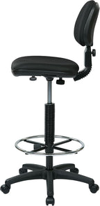 Office Star DC Series Adjustable Drafting Chair with Foot Ring and Sculptured Foam Seat, Icon Black Fabric