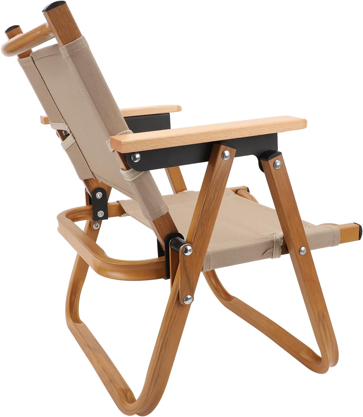 GOWENIC Kids Camping Chair, Portable Folding Camp Chair for Children, Aluminum Alloy Wood Grain Canvas Toddler Chair, Ideal for Beach Outdoor Backyard