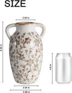 Vintage Ceramic Vase with Handles, 9.45 Inch Crackle Glaze Floral Pattern Vase, Rustic Farmhouse Decorative Flower Vase for Table Centerpieces, Boho & Chinoiserie Home Decor