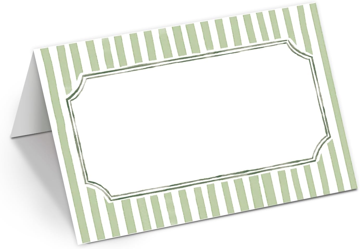 Whaline 100 Pcs Sage Green Place Cards Stripes Tented Card Seating Cards for Spring Wedding Birthday Bridal Shower Party Table Setting