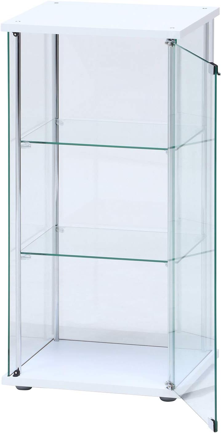Fuji Boeki 97300 Collection Case, Figure Case, 3 Tiers, Width 16.7 x Depth 14.4 x Height 33.9 inches (42.5 x 36.5 x 86 cm), White, Tempered Glass, Full Glass, Assembly Required