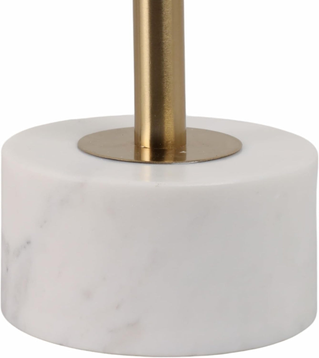 Home Decor End Table, Side Table, or Night Stand - Tall Marble Accent Table with Metal Support Perfect for Small Spaces - A Modern Classic for Office, Bedroom, or Living Room Decor - 24" White & Gold