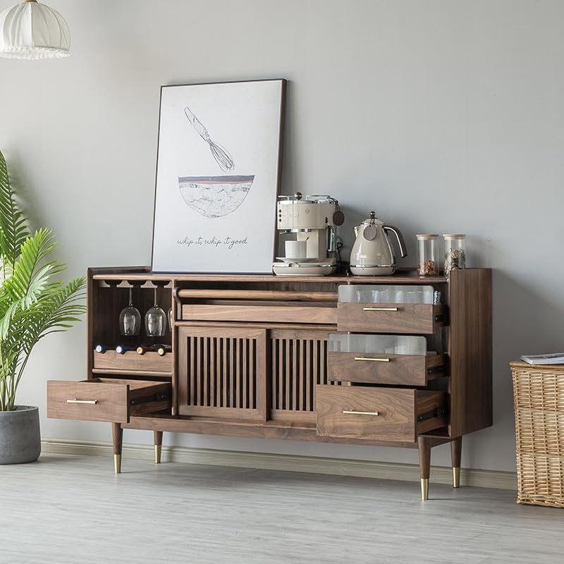 Entryway Cabinet Black Walnut Sideboard Dining Room Multifunctional Storage Cabinet Living Room Decorative Cabinet Kitchen Buffet Cabinet Sideboard Storage Cabinet