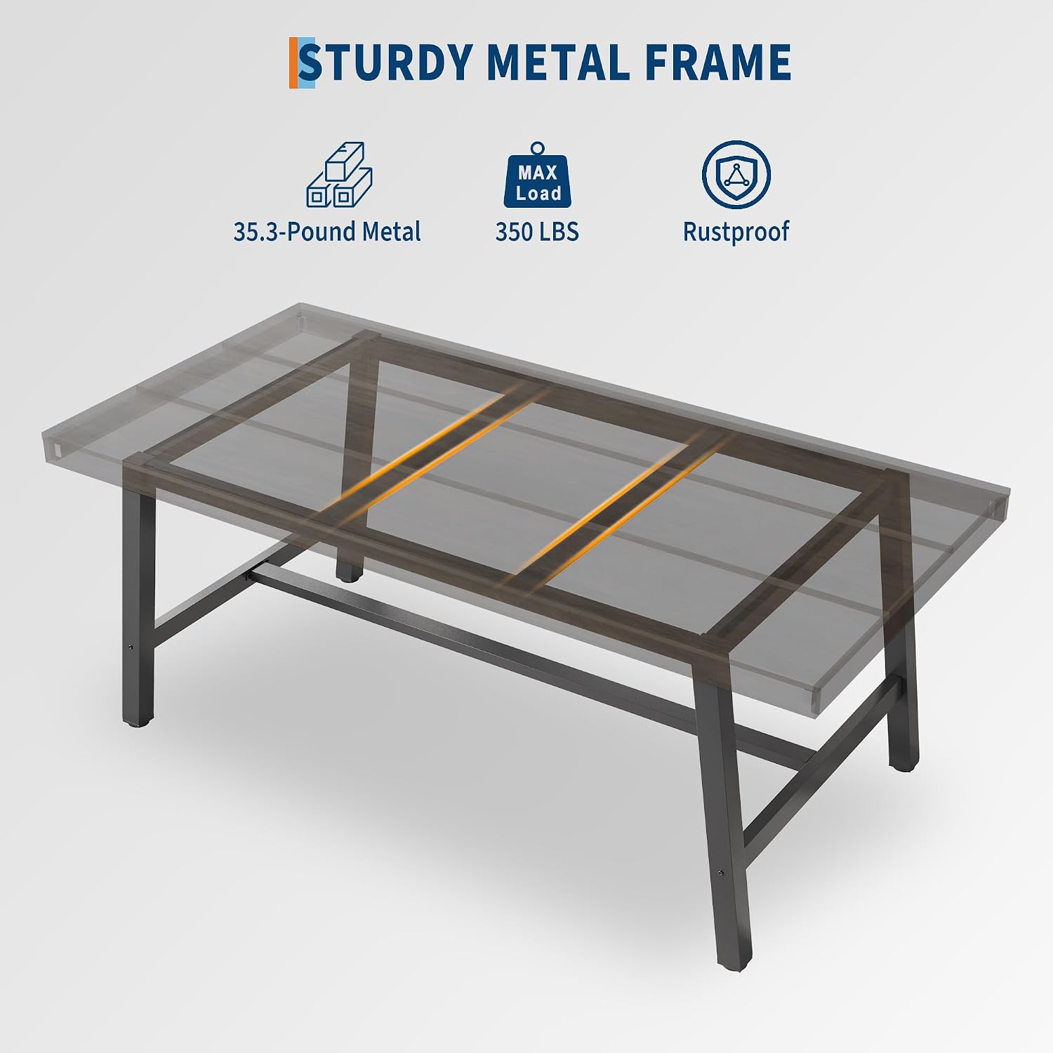 GarveeHome Industrial Dining Table for 6-8 People, 70.87" Long Large Kitchen Table with Sturdy Metal Frame, Rectangular Counter for Dinner, Kitchen, Dining Room (Black, 71" Non-extendable)