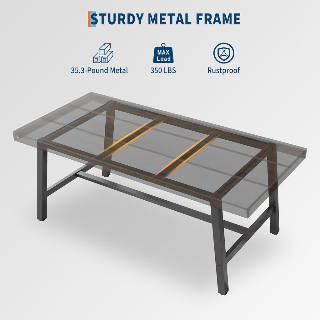 Garvee Industrial Dining Table for 6-8, 70.87" Heavy Duty Rectangular Kitchen Table with 2"×2" Metal Legs & Wood Top, Large Dining Table for Home Office, Dining Room, Black