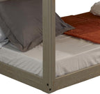 Rustic Grey Twin Over Twin Bunk Bed with Built in Ladder