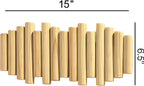 Wooden Wall mounted wood coat rack | 15 inches long , 6.5" high, with 5 Flip-Down Hooks | Modern Natural Pine Wood Finish | Decorative Hanging Storage Wall Hooks for Entryway or Bedroom
