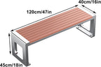 Metal Bench Outdoor, Double Garden Bench, 201 Stainless Steel Frame, Suitable for Parks, Terraces, Lawns, Courtyards, and Entrances, 1700lbs(120x40x45cm/47x16x18in)