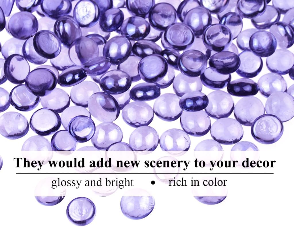 KINGOU Flat Glass Gems/Beads/Stones for Vase Filler, Table Scatter, Games - 1 Lbs (14-16mm, Approx. 5/8")