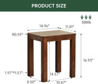 100% Solid Wood Stool, Walnut Wood Ottoman Footrest Stool Vanity Chair Bench Seat for Entryway Dining Bedroom Makeup (Walnut no Cushion, 1)