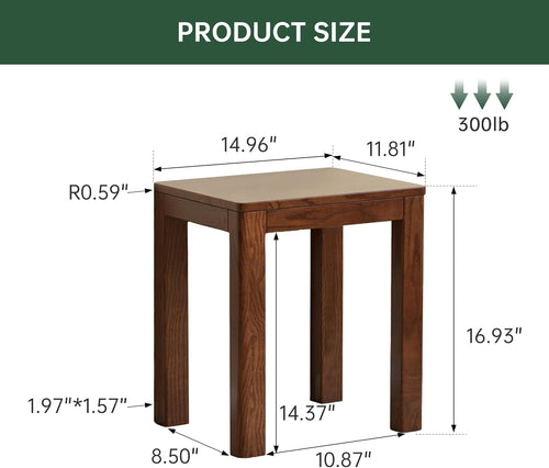 100% Solid Wood Stool, Walnut Wood Ottoman Footrest Stool Vanity Chair Bench Seat for Entryway Dining Bedroom Makeup (Walnut no Cushion, 1)