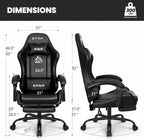 N-GEN GAMING Video Gaming Chair with Footrest Lumbar Support for Home Office High Back Recliner Height Adjustable Ergonomic Comfy Leather Computer Desk Chair (Carbon Black)