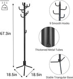 Standing Coat Rack, Metal Coat Rack Freestanding with 9 Hooks, Coat Tree, Modern Coat Hanger Stand for Entryway,Bedroom, Hallway, Office, Perfect for Hats, Bags, Clothes, Black