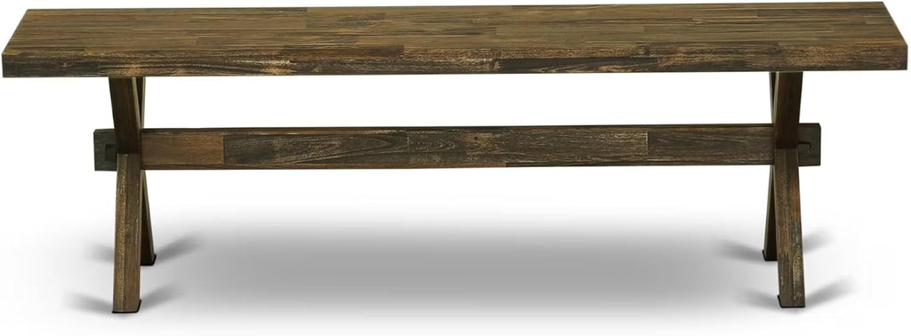 East West Furniture XB777 X-Style Modern Dining Room Bench with Wooden Seat, 72x15x18 Inch, Multi-Color