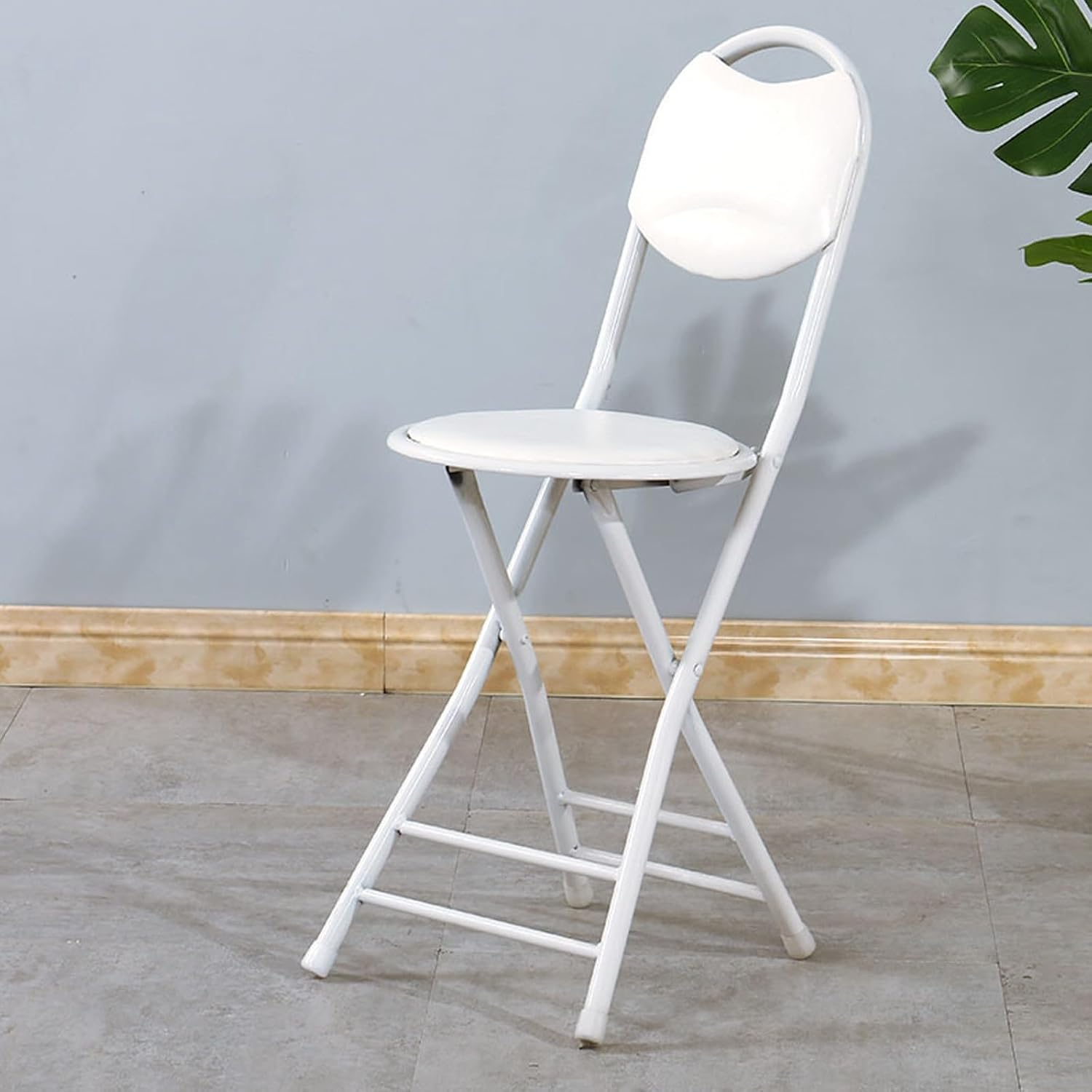 Folding Chairs 1 Pack - red Office Desk Guest Chair,Medium Hole Design with high backrest,Metal Frame Stacking Stools for Party(White)