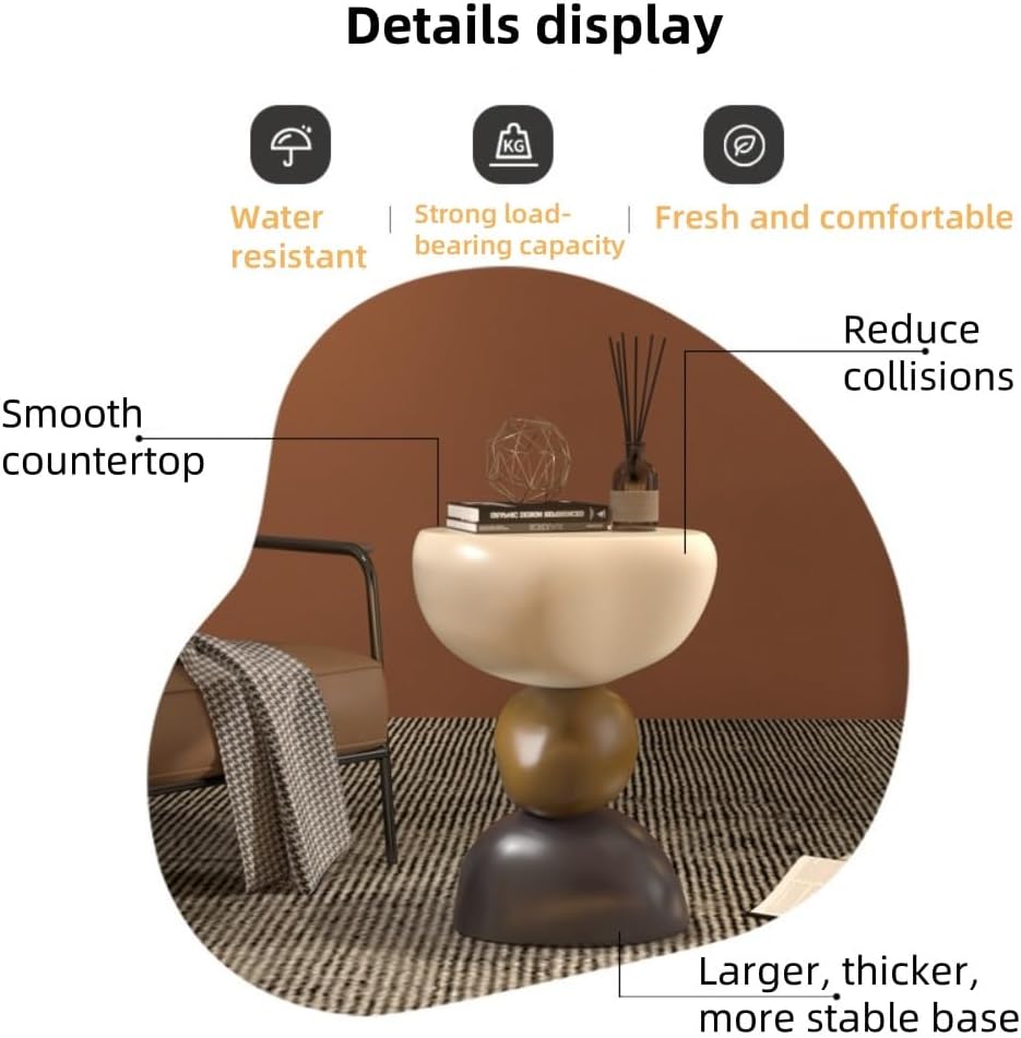 Featured Round End Table, Creative Resin Side Table, Simple Bedside Table, Modern Decorative Table, Multifunctional Sofa Table(White)