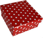 OOTB Red Gift Boxes with White dot, Set of 8, Paper, 22.5 x 22.5 x 8