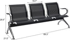 3-Seat Waiting Room Chairs - Waiting Room Bench with Arms Airport Reception Bench Guest Reception Chairs Lobby Bench Waiting Area for Airport Market Bank Hospital School Barbersho, Black