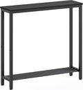 YATINEY Narrow Console Table, 2-Tier Small Sofa Table, 29.5" Thin Entryway Behind Couch Table with Shelves, Industrial Hallway Table, for Living Room, Foyer, Black CT03BB