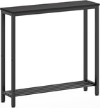 YATINEY Narrow Console Table, 2-Tier Small Sofa Table, 29.5" Thin Entryway Behind Couch Table with Shelves, Industrial Hallway Table, for Living Room, Foyer, Black CT03BB
